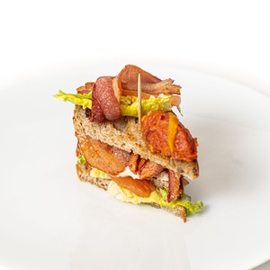 Bechamel, Marinated Bacon and Soft Tomato